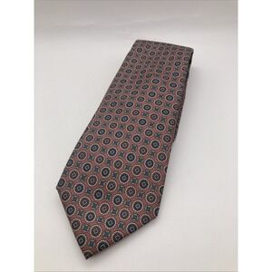 Vintage Jacob's Robert's Men's Tie 100% Silk Hand Sewn Geometric Teal Beige USA